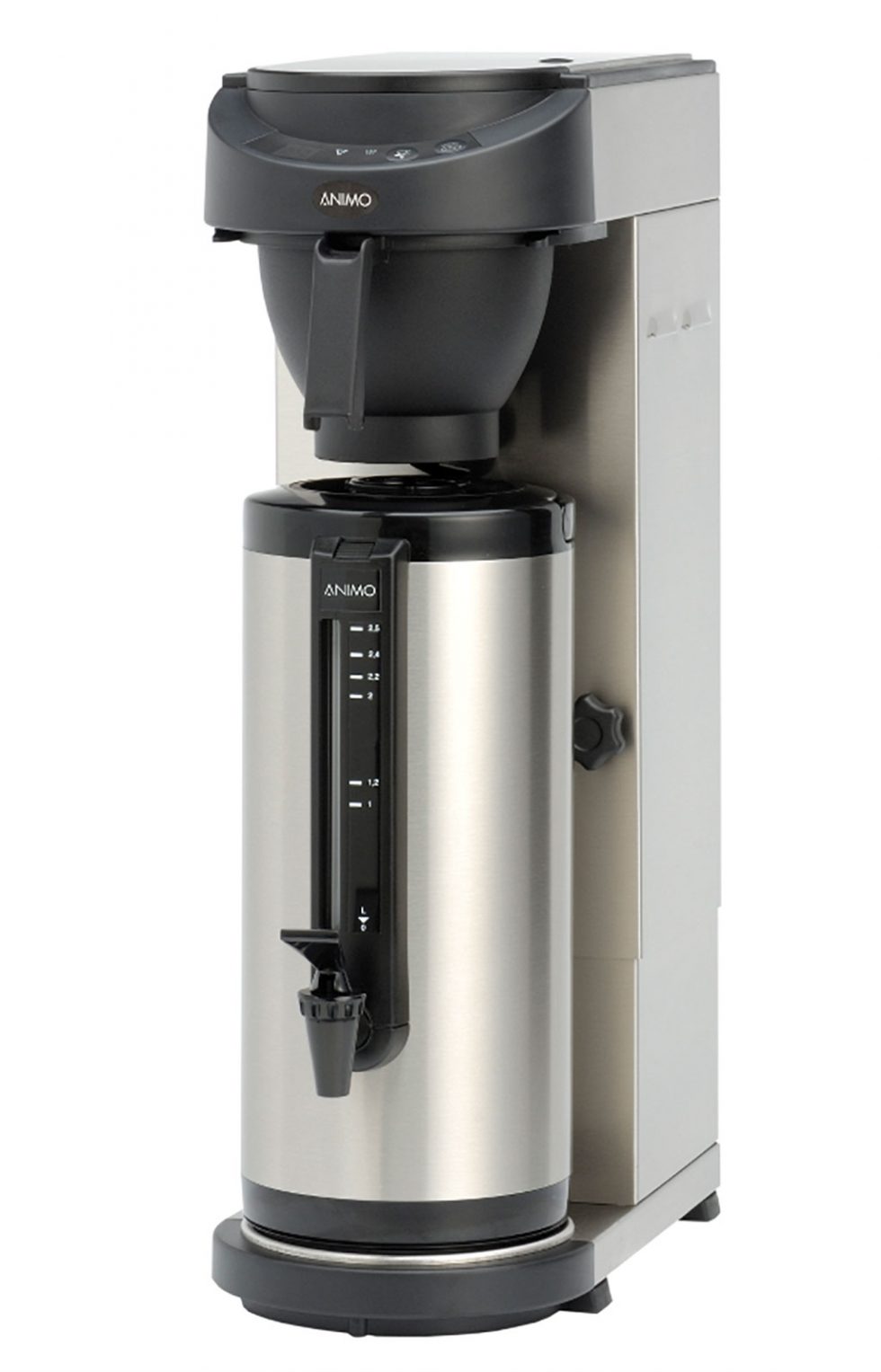 Animo Excelso T Edelstahl Kaffeemaschine – Inkl. 2l Thermoskanne, Bis 144 Tassen Pro Stunde, 2100W (190x370x477 Mm)